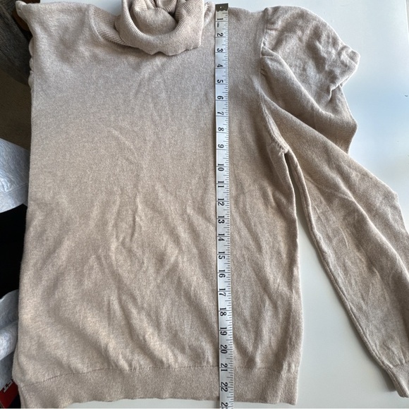 MISA Los Angeles Gabriela Puff Sleeve Cashmere blend Sweater Tan Size Small - Picture 9 of 9
